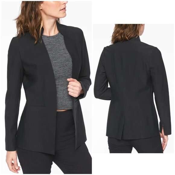 Athleta Cosmic Blazer Jacket Black size 10 Athleisure Office Minimalist 350837 - Picture 1 of 15